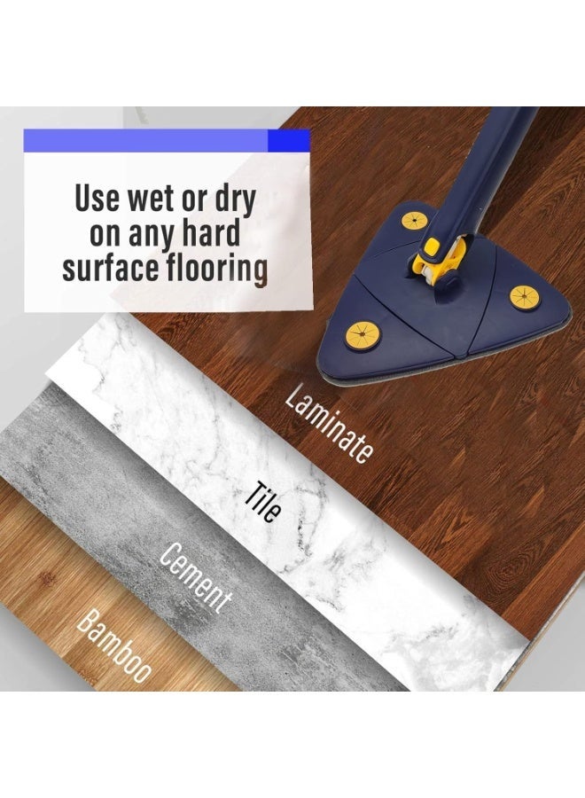 UBEdge 360° Rotatable Triangle Cleaning Mop – Adjustable Long Handle Microfiber Mop with 6 Reusable Washable Pads for Floor, Ceiling, Corner & Glass Cleaning - Image 2