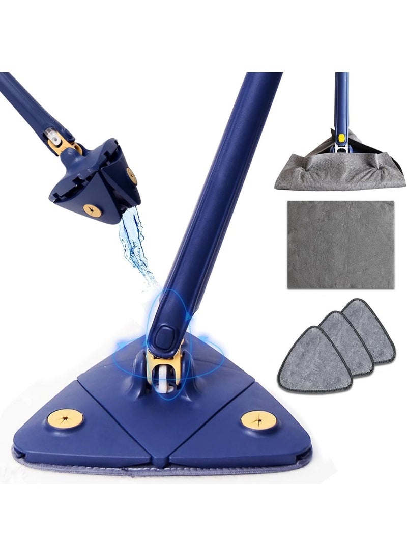 UBEdge 360° Rotatable Triangle Cleaning Mop – Adjustable Long Handle Microfiber Mop with 6 Reusable Washable Pads for Floor, Ceiling, Corner & Glass Cleaning - Image 1