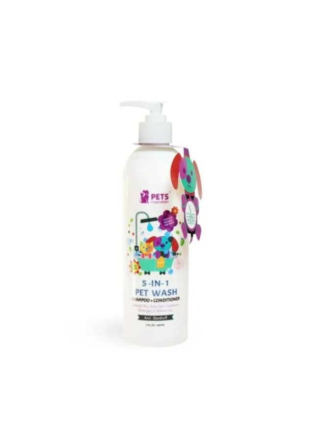 Pets Republic 5in1 Anti-Dandruff Pet Shampoo & Conditioner Baby Powder Scent  free500 ml