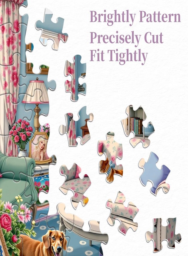 PPuzzling Living Room Puzzle 1000 Pieces for Adults, Flower Dog Jigsaw Puzzle, Challenging Floral Room Puzzle as Wall Decor - Image 4