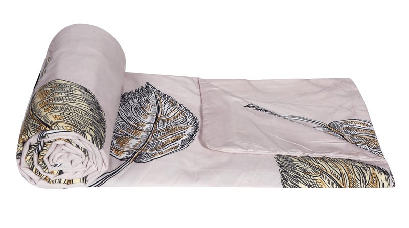 la' amour Super Premium Quilt Cover Double Bed with Zipper Blanket Cover/rajai Cover/Comforter Cover/Duvet Cover King Size Soft Cotton Breathable Skin Friendly 90x100 Inches, Color- Beige & Green - Image 1