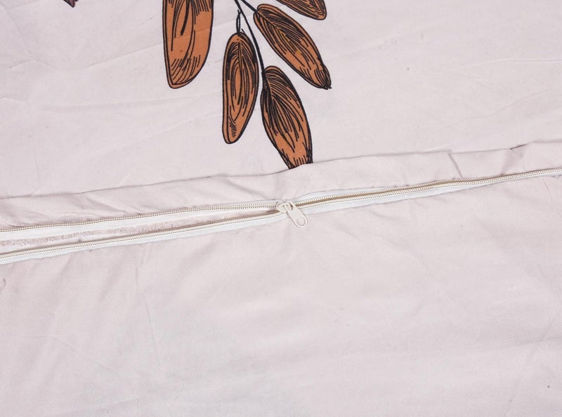 la' amour Super Premium Quilt Cover Double Bed with Zipper Blanket Cover/rajai Cover/Comforter Cover/Duvet Cover King Size Soft Cotton Breathable Skin Friendly 90x100 Inches, Color- Beige & Green - Image 2