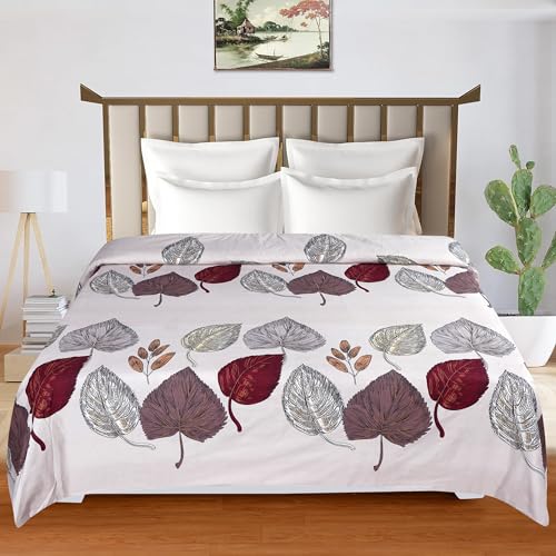 la' amour Super Premium Quilt Cover Double Bed with Zipper Blanket Cover/rajai Cover/Comforter Cover/Duvet Cover King Size Soft Cotton Breathable Skin Friendly 90x100 Inches, Color- Beige & Green - Image 3