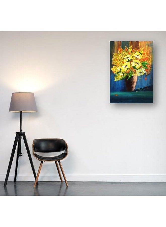 Hand Drawn Hand Created Original Painting by Artist on Canvas Acrylic Colour Wall Art Frameable - Abstract Bouquet - 12 inch x 16 inch