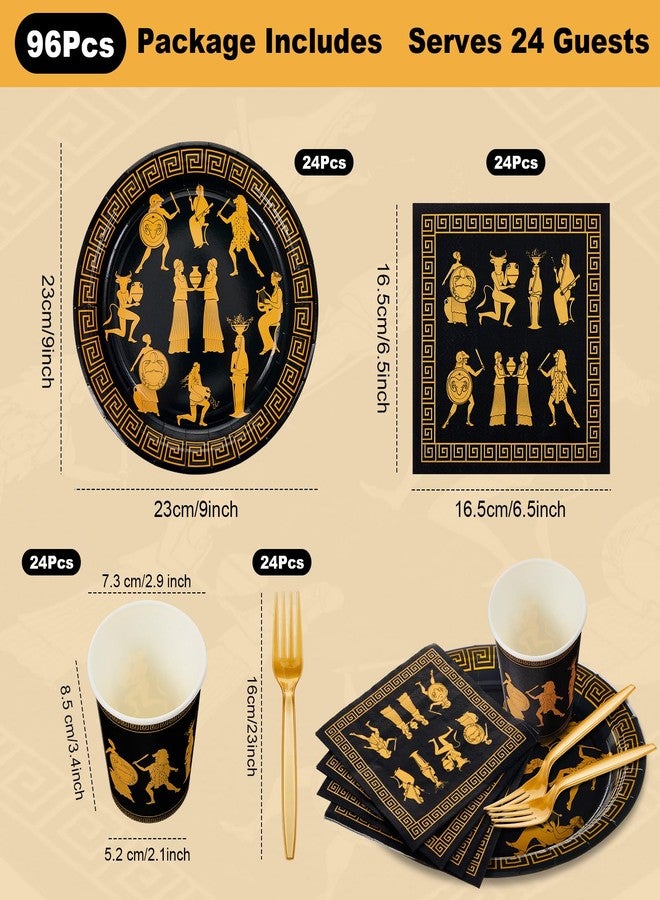 Vesici 96PCS Greek Mythology Party Supplies for 24 Guests - Ancient Greece Inspired Greek Mythology Plates, Cups, Napkins & Forks - Bulk Tableware Set for Birthday, Holiday and Party Supplies - Image 3