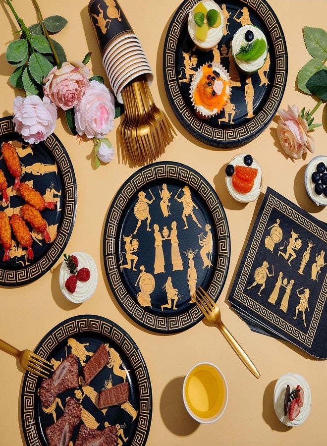 Vesici 96PCS Greek Mythology Party Supplies for 24 Guests - Ancient Greece Inspired Greek Mythology Plates, Cups, Napkins & Forks - Bulk Tableware Set for Birthday, Holiday and Party Supplies - Image 2