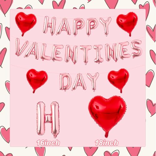 Tagberoy Rose Gold Happy Valentines Day Balloons 16 Inch Valentines Decorations Balloons Red Heart Balloon for Valentine Day Decorations for Party Hotel Room Office Classroom - Image 5