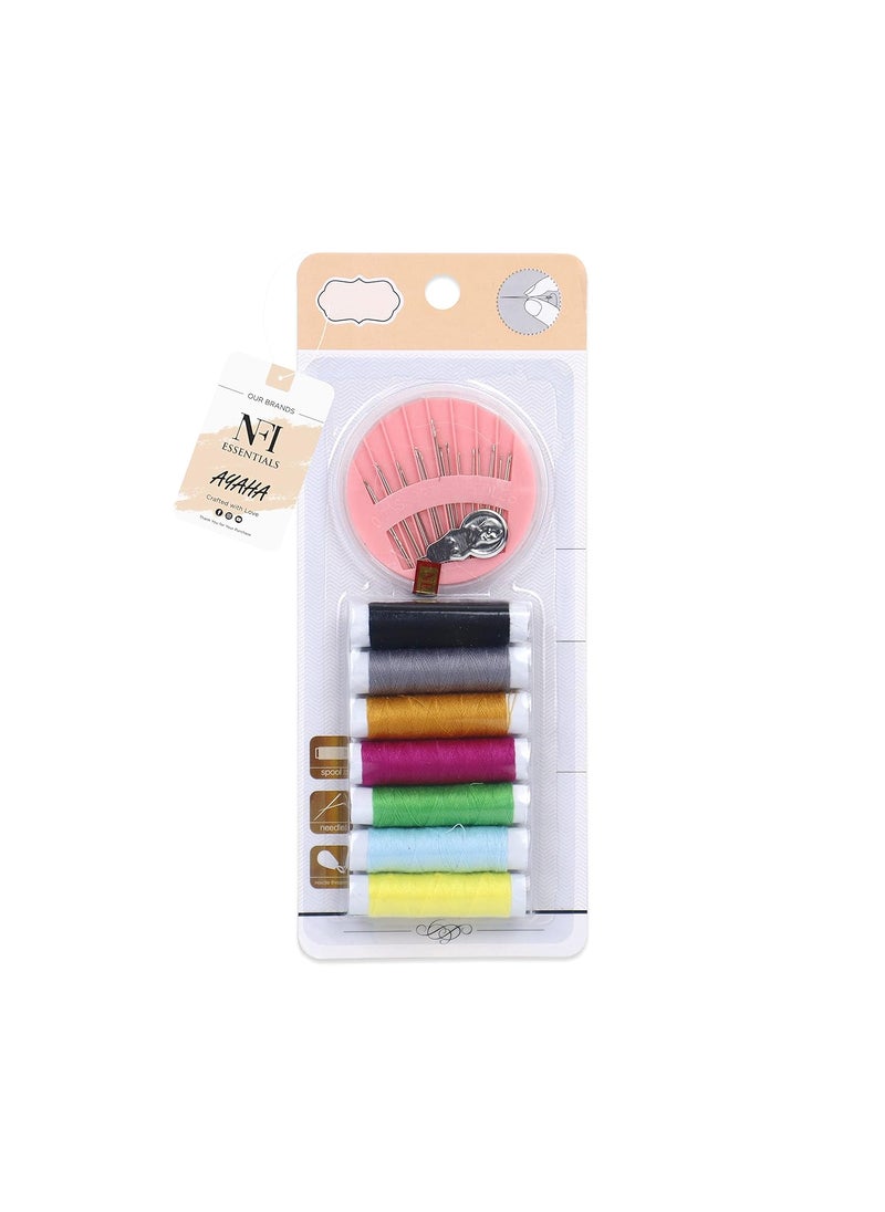 NFI essentials NFI essentials Sewing Set Box Sewing kit Organizer Sewing Accessories with Thread, Needles, Needles Threader  - Image 1