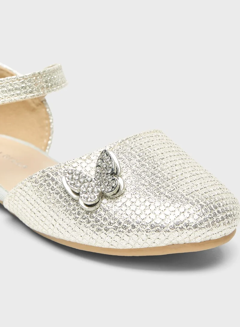shoexpress Kids Velcro Butterfly Detail Ballerinas