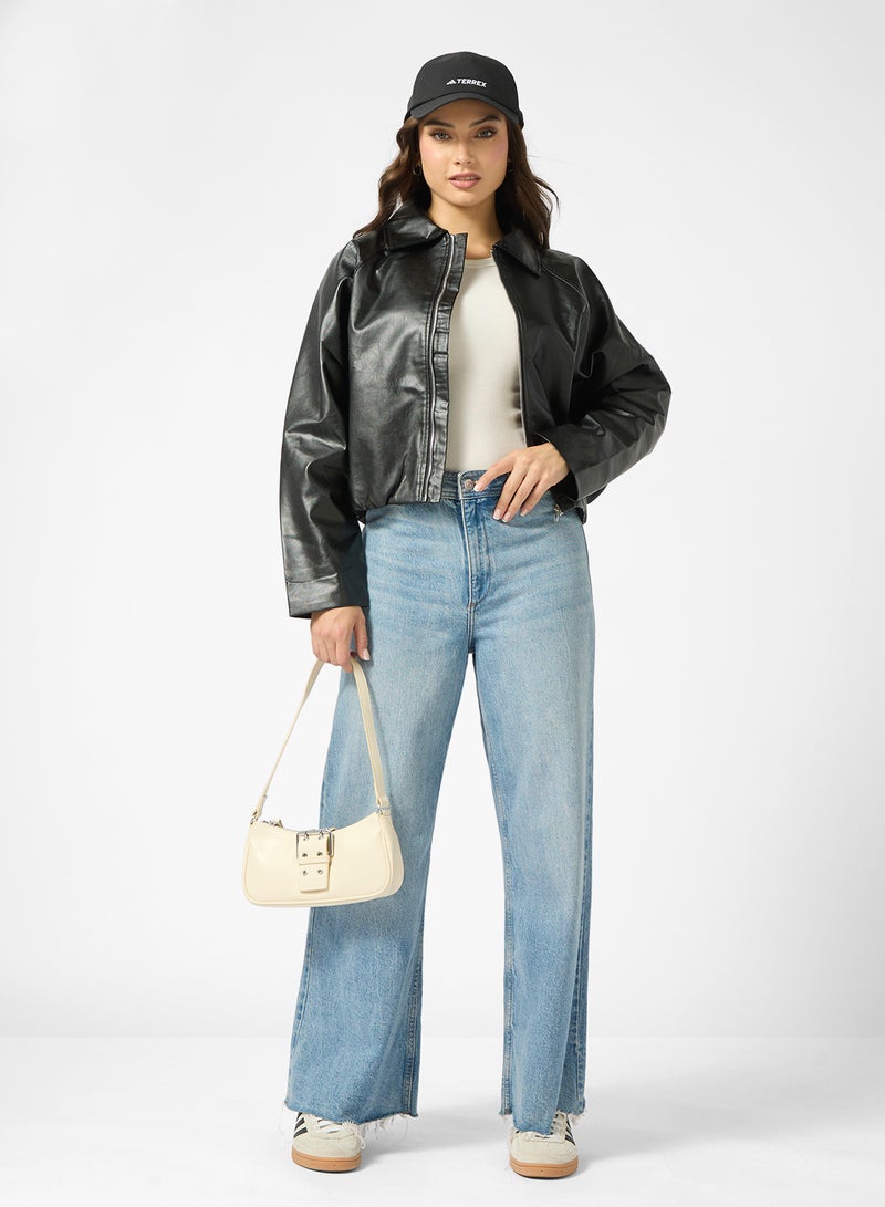 Ginger Oversize PU Leather Biker Jacket - Image 4