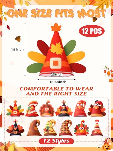 ShinyMatch 36 Pcs Thanksgiving Turkey Party Favors Set Turkey Felt Hat Bead Necklace Sunglass for Cosplay Party Photo Props - Image 3