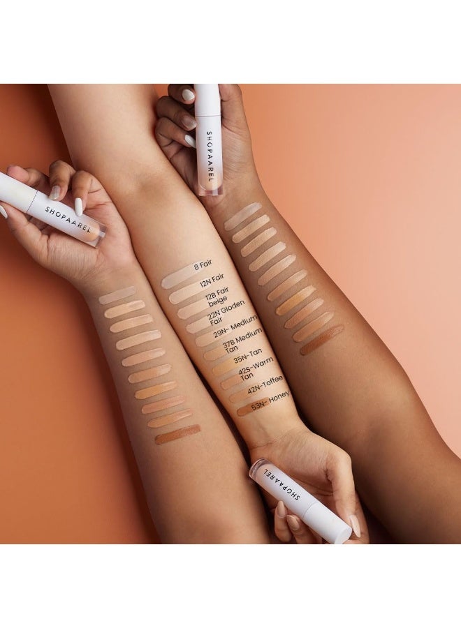 شوبارل كونسيلر سائل جديد من Shopaarel بتركيبة "True Color"؛ خفيف الوزن ومقاوم للماء ويوفر تغطية كاملة | سهل الدمج لمكياج الوجه مع لمسة نهائية مطفية (Matte) بنسبة 100% (درجة 42N-Toffee) - Image 3