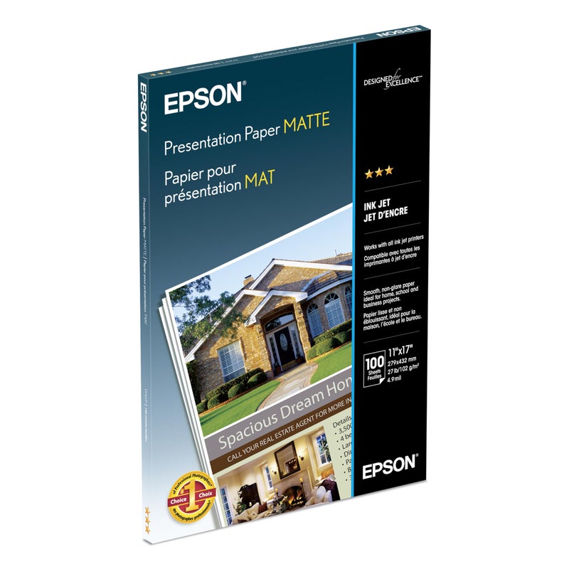 Epson Presentation Paper MATTE (11x17 Inches, 100 Sheets) (S041070),White - Image 2