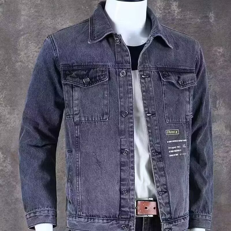 Denim Jacket Men'S Jacket Multi-Pocket Workwear Fit Versatile Trendy Loose Large Size Denim Jacket - Image 2