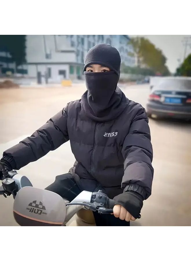 غطاء وجه واقٍ من الرياح للرقبة مع سحاب كامل، بلون رمادي غامق، وواقي نصف أو كامل للوجه - Image 2