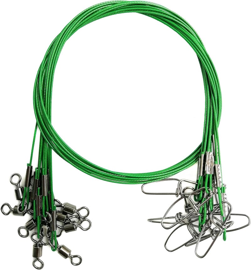 Drchoer Fishing Wire Leaders for Saltwater: 30pcs Stainless Steel Line Leaders Nylon-Coated 19" - 100 LB High Strength Wire Rig for Shark Barracuda Pike Fishing - Image 4