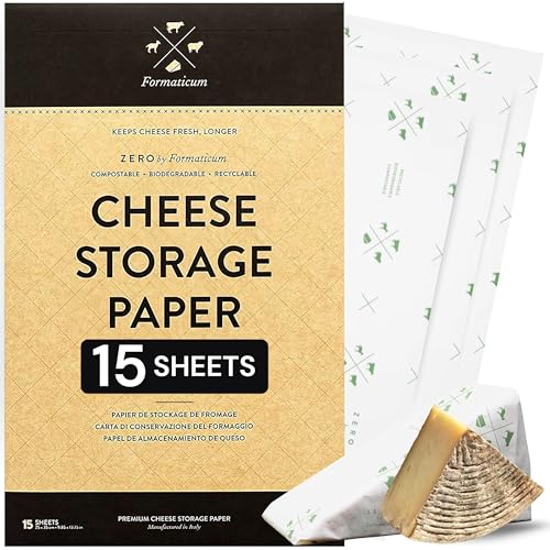 Formaticum 15-Pack Zero Cheese Storage Paper, Compostable, Biodegradable, and Plastic-Free Paper to Keep Cheese and Charcuterie Fresh, Kitchen Organization 9 x 13 Inches - Image 1