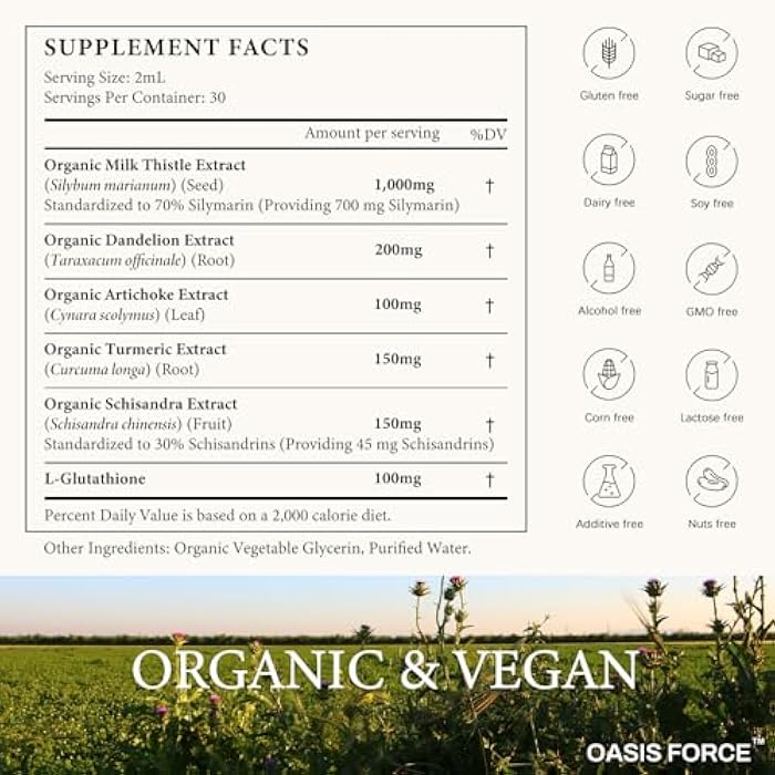 OASIS FORCE 2 Pack Milk Thistle Drops for Liver Cleanse Detox & Repair, Milk Thistle Extract Liquid Supplement with Dandelion & Artichoke for Liver Support, Vegan, Organic, Alcohol-Free, 4 FL OZ - Image 5