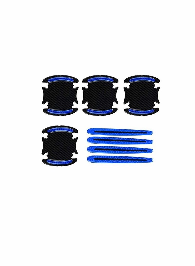 KASTWAVE Car Door Cup Handle Paint Scratch Protector Sticker 3D Carbon Fiber Universal Auto Door Handle Scratch Protection Cover Guard Film Car Door Handle Safety Reflective Strips (Blue)【WATER RESISTANT】Can B  - Image 1