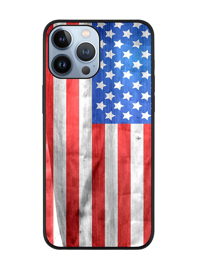 Stylizedd Rugged Black edge case for Apple iPhone 13 Pro Max Slim fit Soft Case Flexible Rubber Edges Anti Drop TPU Gel Thin Cover - USA Grunge Flag - Image 1