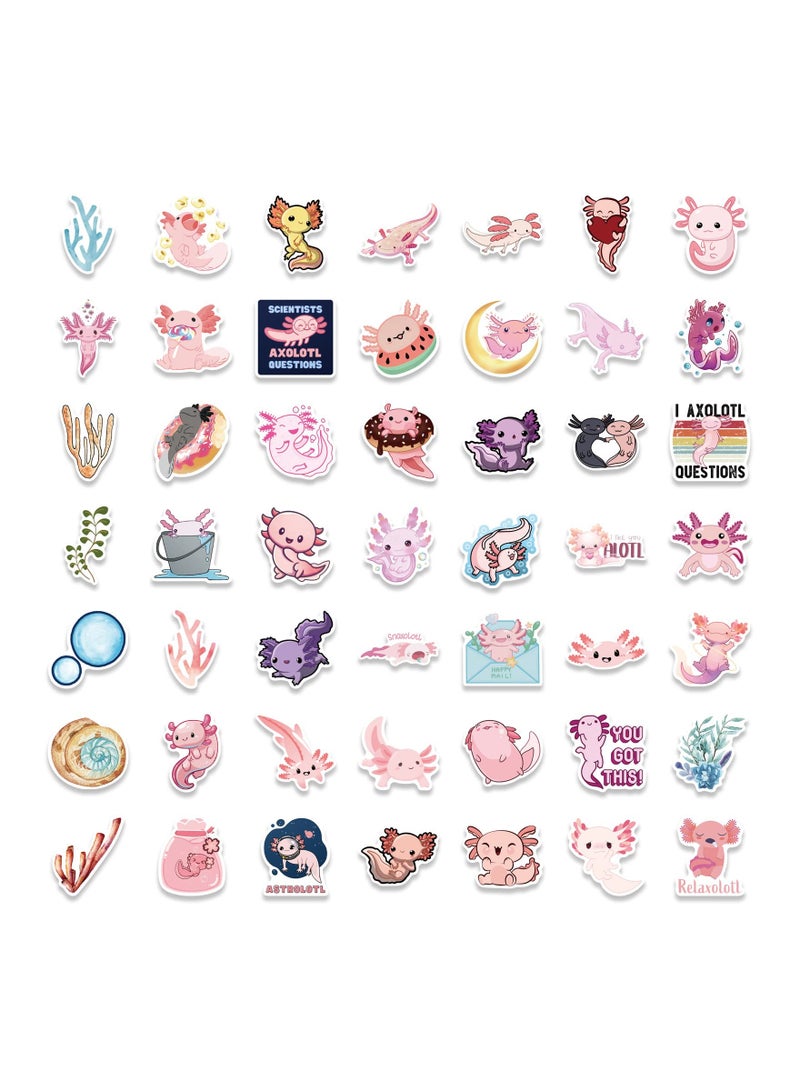 KASTWAVE 100Pcs Cute Axolotl Stickers for Water Bottles, DIY Waterproof Vinyl Stickers for Hydro Flask Laptop Scrapbook, Kawaii Animal Stickers for Kids, Teens, Teachers Students Reward Stickers - Image 2