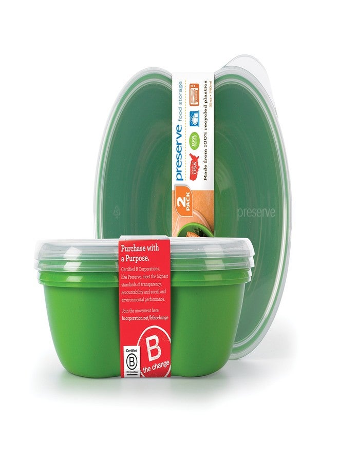 Preserve Dishwasher Safe BPA Free Sandwich Food Storage Container Made from Recycled Plastic in the USA, Set of 2, Apple Green - Image 1