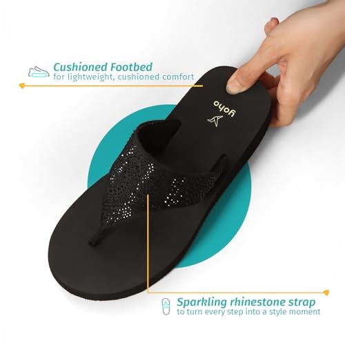 YOHO SDL 107 Slippers for Women | Velvet V-Strap Slip-On Chappals | Stylish Flat Footwear & Sandals for Ladies | Comfortable Platform for Daily Use | Classic Black -UK 8 - Image 3