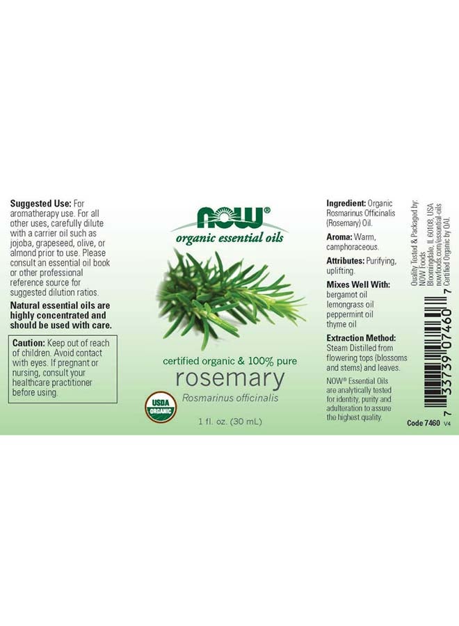 Now Foods Now Organic Essential Oils, Rosemary Oil organic 1 oz - Image 2