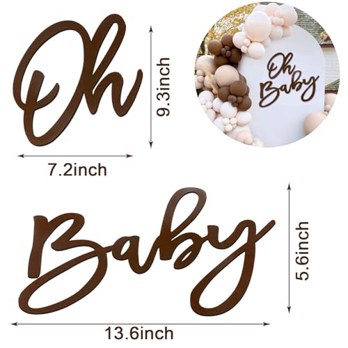 MASTRON Oh Baby Sign for Backdrop - Felt Baby Shower Sign Balloon Arch Decor Oh Baby Letters Banner for Boy Girl Baby Shower Gender Reveal 1st Birthday Party - Brown - Image 2
