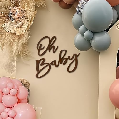 MASTRON Oh Baby Sign for Backdrop - Felt Baby Shower Sign Balloon Arch Decor Oh Baby Letters Banner for Boy Girl Baby Shower Gender Reveal 1st Birthday Party - Brown - Image 1