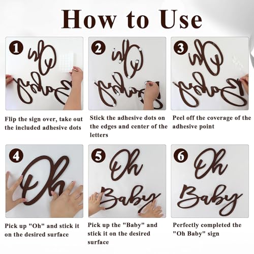 MASTRON Oh Baby Sign for Backdrop - Felt Baby Shower Sign Balloon Arch Decor Oh Baby Letters Banner for Boy Girl Baby Shower Gender Reveal 1st Birthday Party - Brown - Image 4