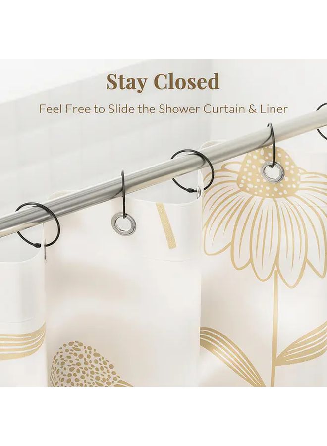10pcs Black Gold Shower Curtain Rings Heavy Duty S Hooks For Glass Doors Bathtubs - Image 2