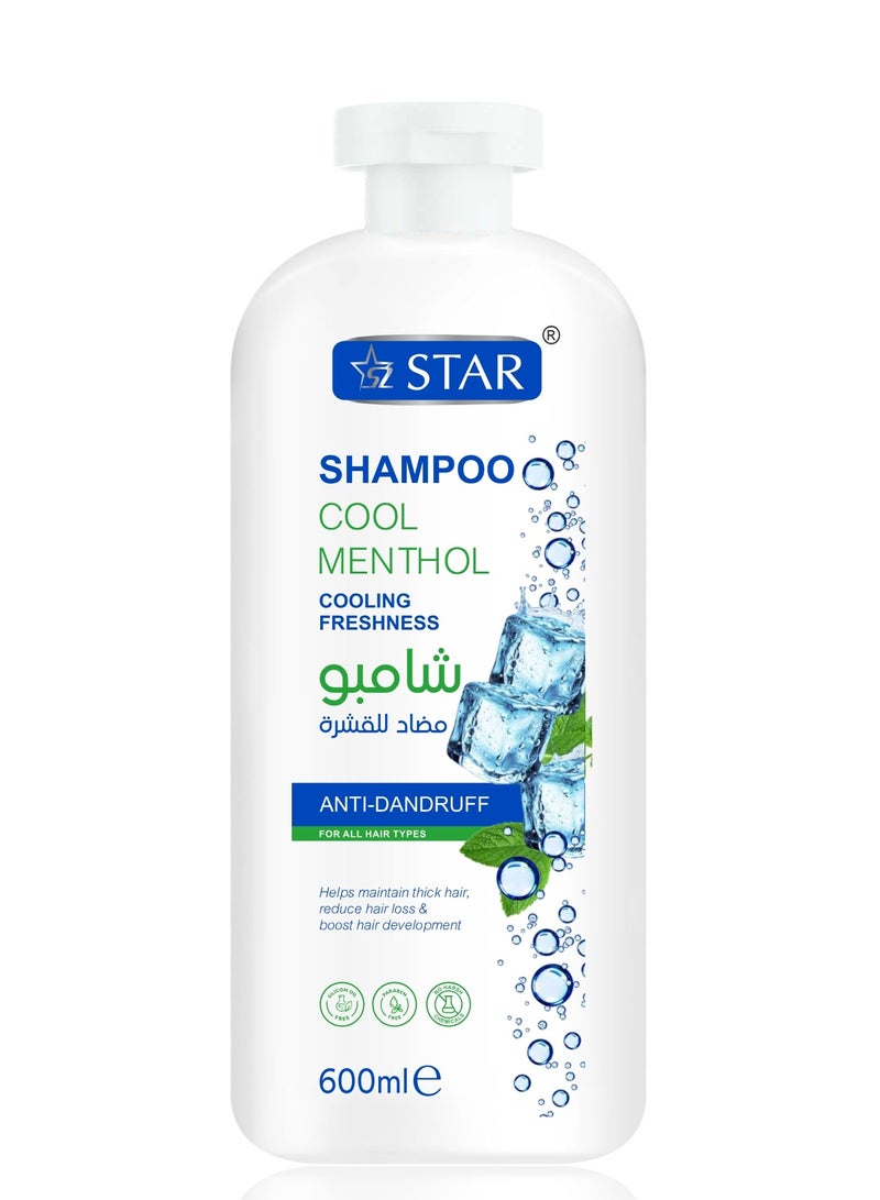 SZ Star Anti Dandruff Shampoo for Men & Women | Cool Menthol Formula for Itchy Scalp Relief, Flake Control & Scalp Cooling | Daily Use Shampoo for All Hair Types | Fights Dandruff, Soothes Scalp & Prevents Dryness | Paraben-Free & Gentle | 600ml - Image 1