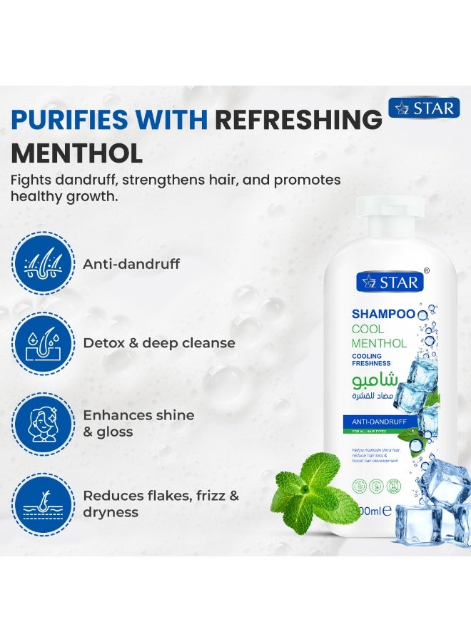 SZ Star Anti Dandruff Shampoo for Men & Women | Cool Menthol Formula for Itchy Scalp Relief, Flake Control & Scalp Cooling | Daily Use Shampoo for All Hair Types | Fights Dandruff, Soothes Scalp & Prevents Dryness | Paraben-Free & Gentle | 600ml - Image 2