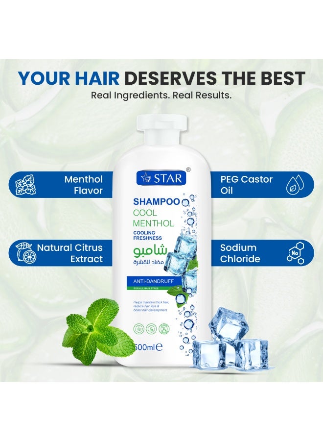 SZ Star Anti Dandruff Shampoo for Men & Women | Cool Menthol Formula for Itchy Scalp Relief, Flake Control & Scalp Cooling | Daily Use Shampoo for All Hair Types | Fights Dandruff, Soothes Scalp & Prevents Dryness | Paraben-Free & Gentle | 600ml - Image 3