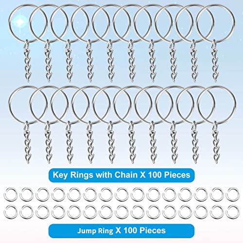 PAXCOO 150Pcs Split Key Chain Rings with Chain and Jump Rings Bulk for Crafts (25 mm) - Image 2
