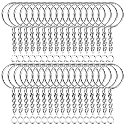 PAXCOO 150Pcs Split Key Chain Rings with Chain and Jump Rings Bulk for Crafts (25 mm) - Image 1