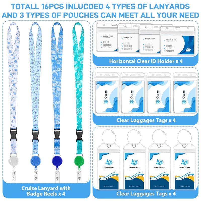 Tidponra Cruise Luggage Tag Holders with Cruise Lanyard for Ship Cards Adjustable Cruise Card Holder Lanyards Retractable Ship Badge Reel for etags Key Card Sea Pass - Image 3