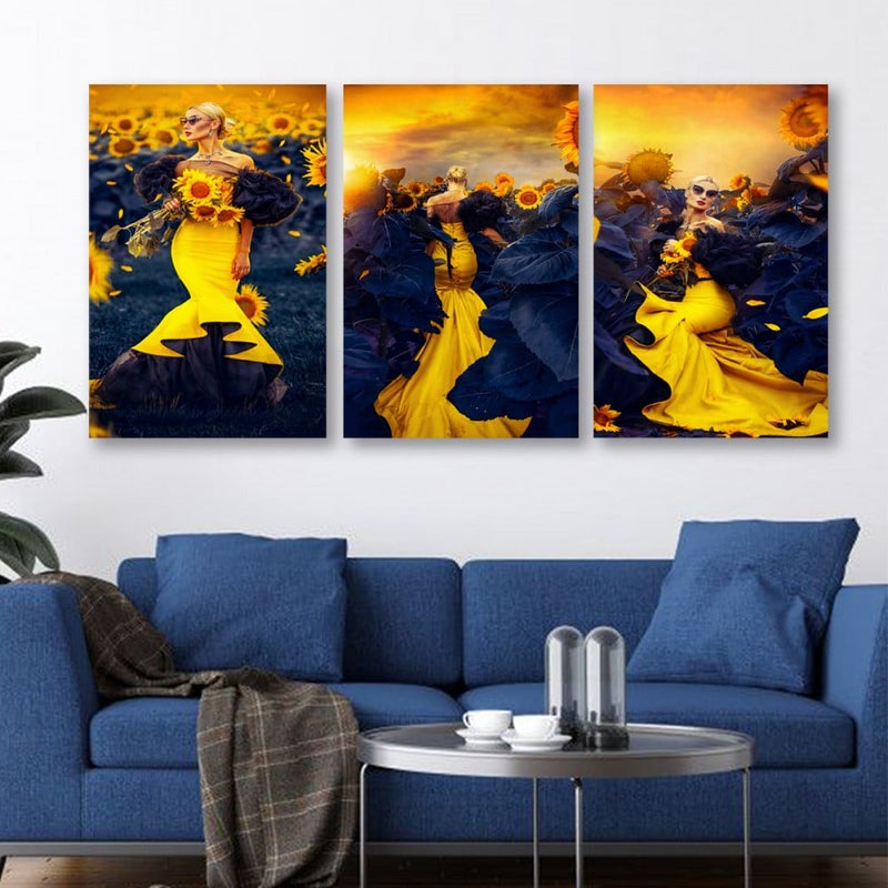 ماركتنا ثلاث لوحات قماشية بتصميم مودرن مع برواز مجوف مقاس (150×70) ثلاث قطع - Image 1