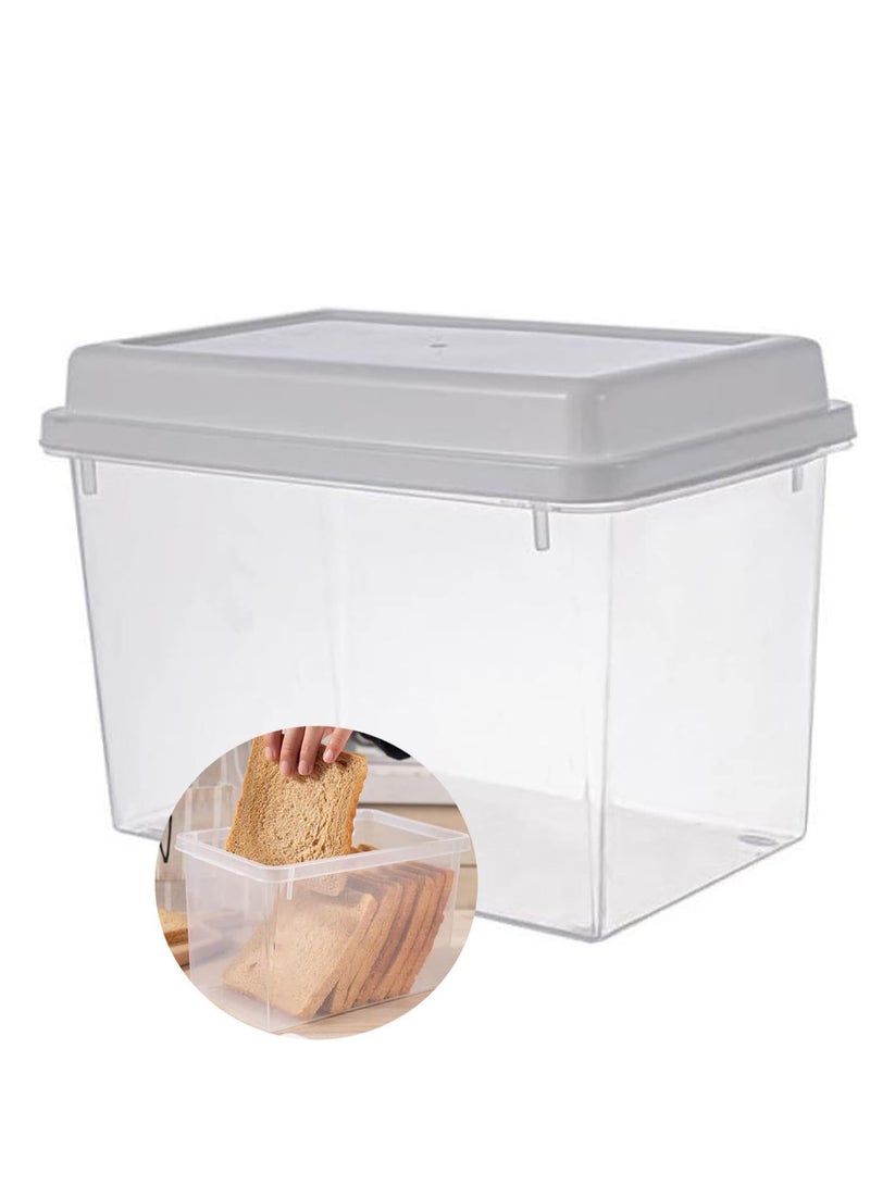 Premify Bread Container, Transparent Bread Box with Lid Sealed Refrigerator, Plastic Reusable Containers to Keep Fresh, for Cereal Vegetable Fruits, Kitchen Food Storage Accessories - Image 1