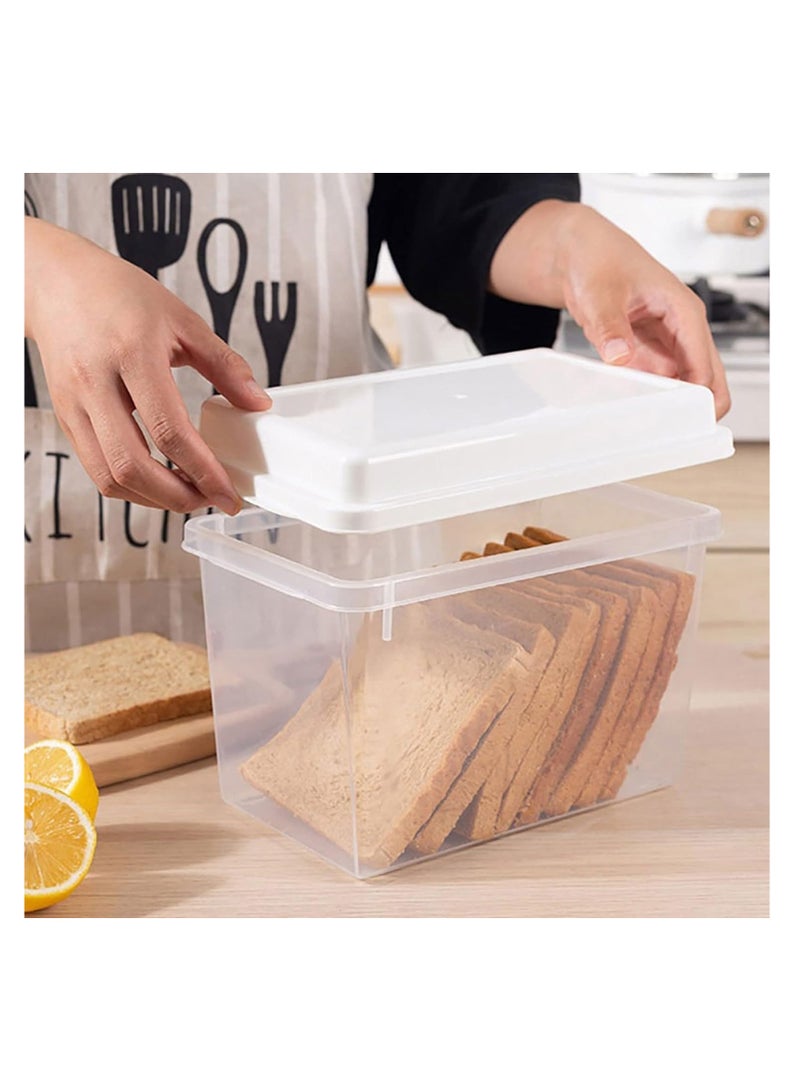 Premify Bread Container, Transparent Bread Box with Lid Sealed Refrigerator, Plastic Reusable Containers to Keep Fresh, for Cereal Vegetable Fruits, Kitchen Food Storage Accessories - Image 2