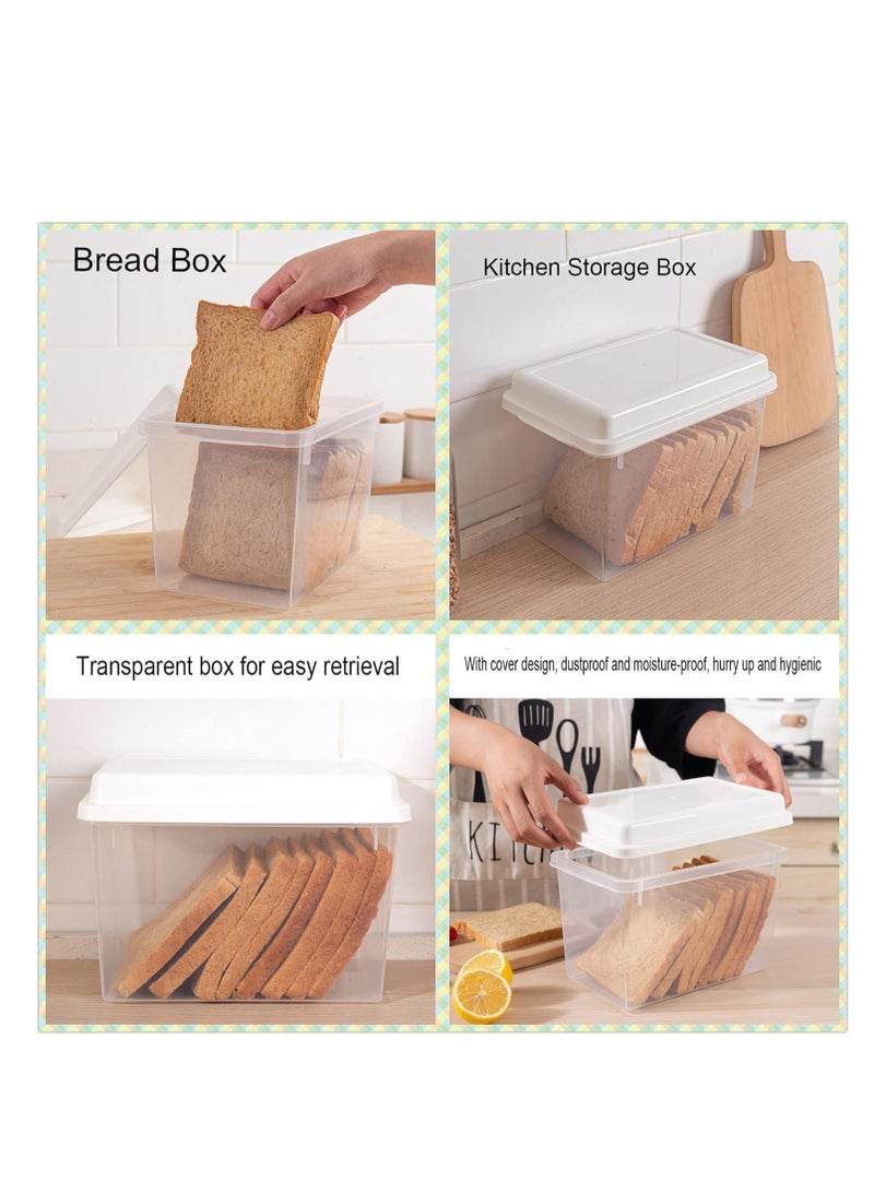 Premify Bread Container, Transparent Bread Box with Lid Sealed Refrigerator, Plastic Reusable Containers to Keep Fresh, for Cereal Vegetable Fruits, Kitchen Food Storage Accessories - Image 4