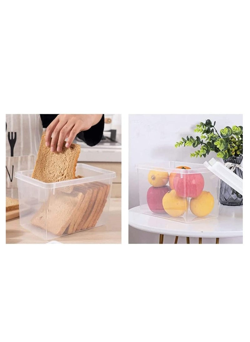 Premify Bread Container, Transparent Bread Box with Lid Sealed Refrigerator, Plastic Reusable Containers to Keep Fresh, for Cereal Vegetable Fruits, Kitchen Food Storage Accessories - Image 5