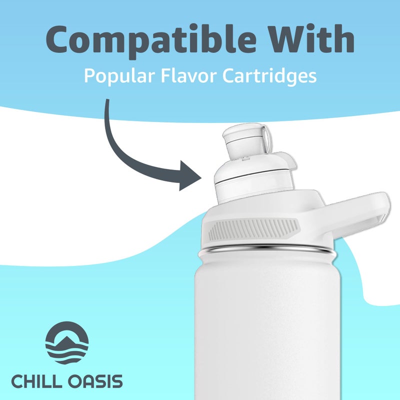 Chill Oasis Replacement Lid Compatible with Cirkul Water Bottle | Fits Flavor Cartridges | BPA Free, Leak Proof, and Dishwasher Safe (White) - Image 2