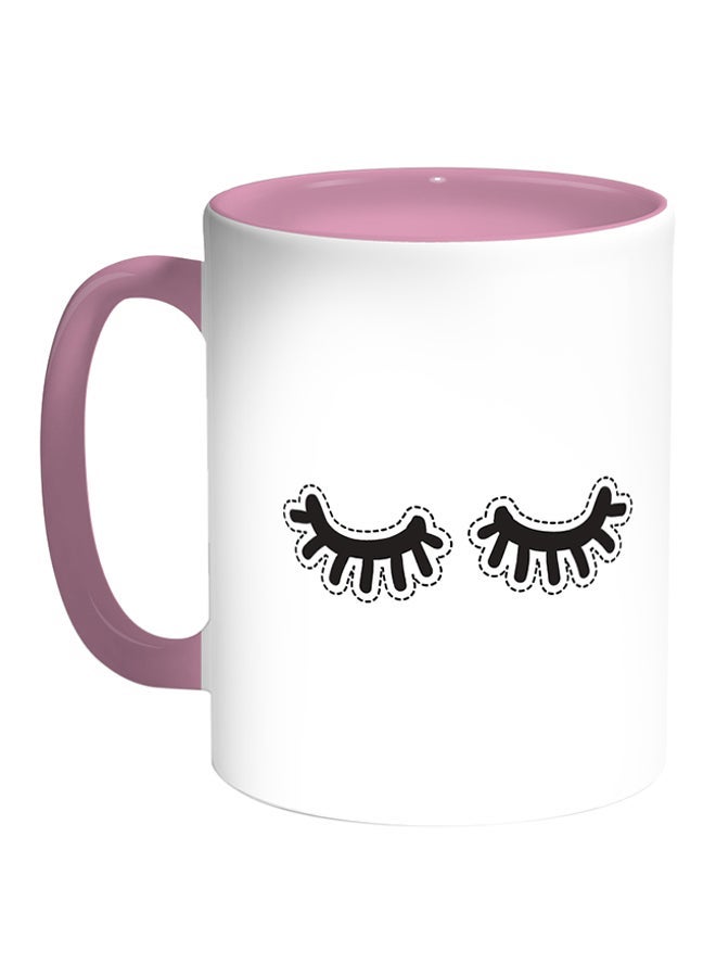 RYN Eyelashes Printed Coffee Mug White/Pink 11ounce