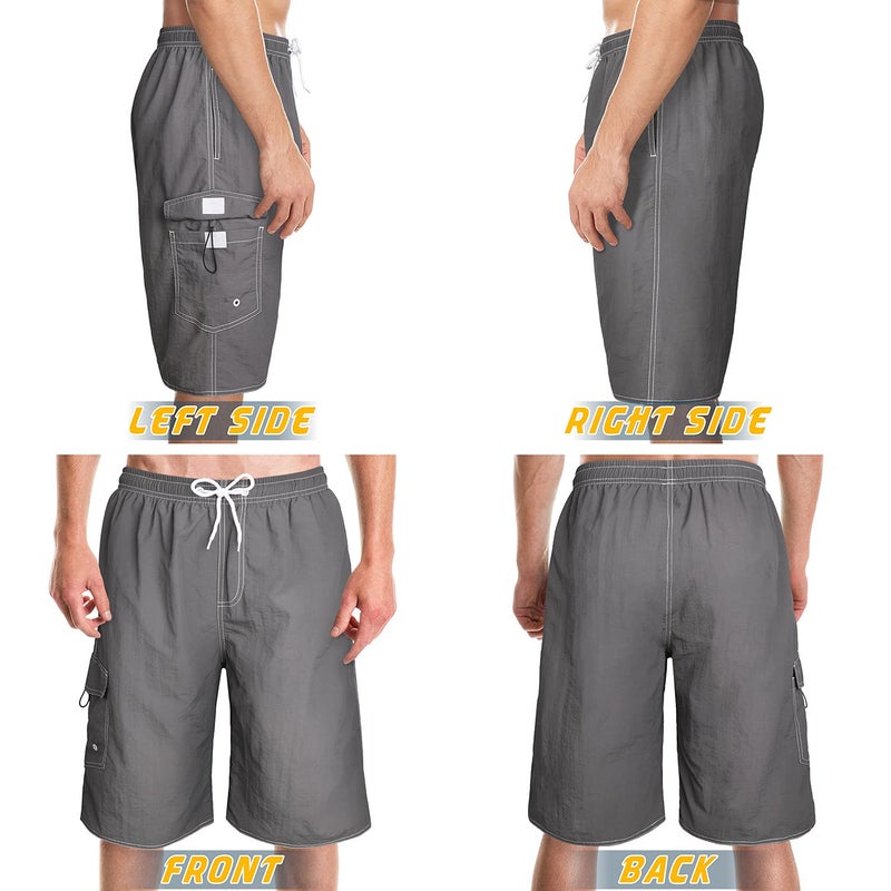 Srnede Mens Swim Trunks Swimming Trunks Swim Shorts Quick Dry 11 Inch with Mesh Lining Funny Swimwear Bathing Suits Grey - Image 2