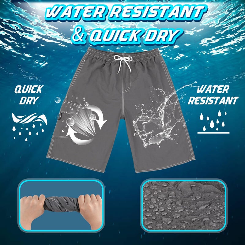 Srnede Mens Swim Trunks Swimming Trunks Swim Shorts Quick Dry 11 Inch with Mesh Lining Funny Swimwear Bathing Suits Grey - Image 5