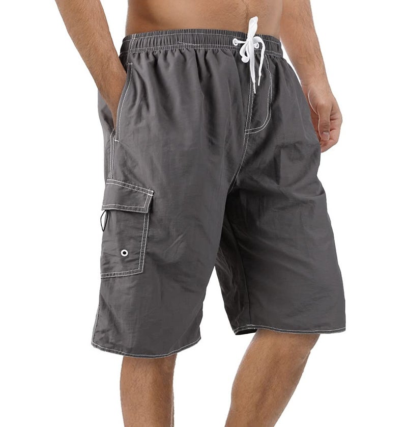 Srnede Mens Swim Trunks Swimming Trunks Swim Shorts Quick Dry 11 Inch with Mesh Lining Funny Swimwear Bathing Suits Grey - Image 1
