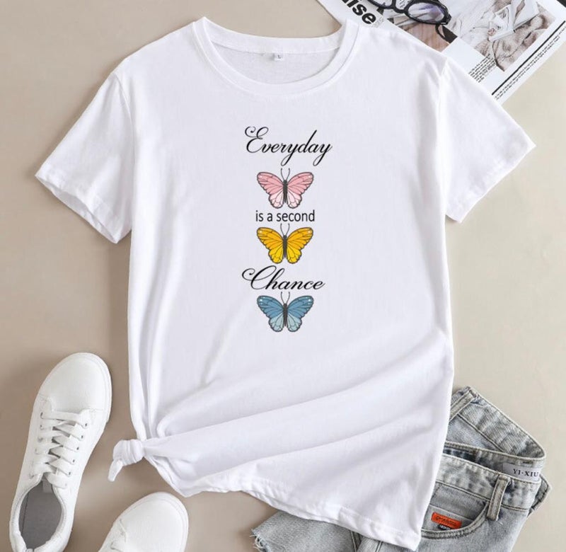 Source Be Like Never Letter Printed Short Sleeve Top T-Shirt European Size Plus Size - Image 1
