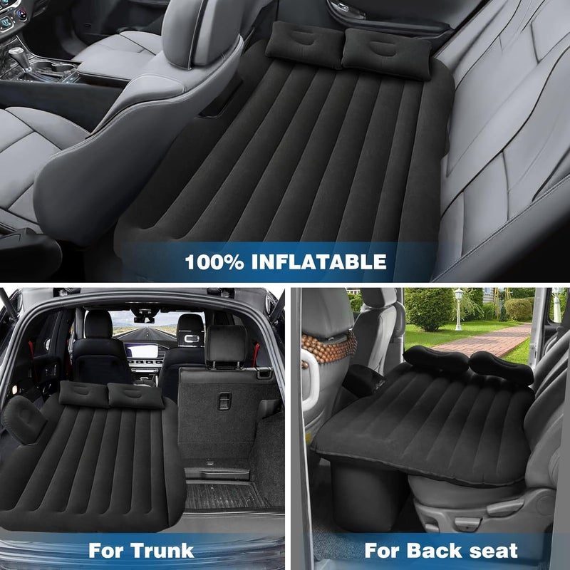 Rikriva Portable Exclusive Car Air Mattress Travel Car Sleeping Bed for Kids Inflatable Bed with 2 Pillow Pump Quick Inflate for TripsCamping Picnic Black - Image 5